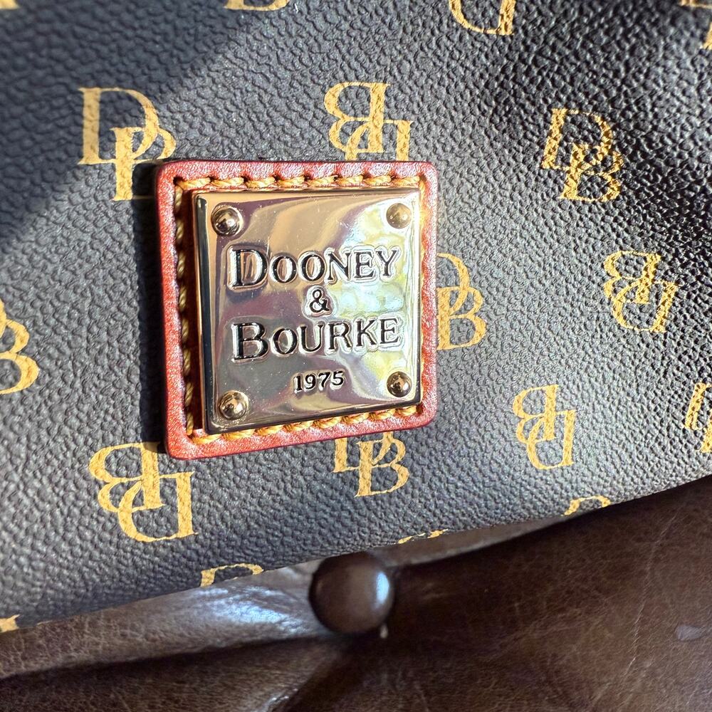 Dooney & Bourke Gretta Brenna Satchel Brown T-Moro DB Monogram Crossbody Tote - Picture 9 of 15